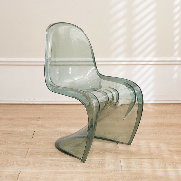Popular creative acrylic crystal chair creative transparent plastic dining chair (transparent gray)