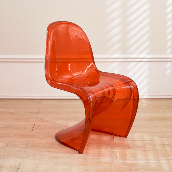 Popular creative acrylic crystal chair creative transparent plastic dining chair (transparent red)