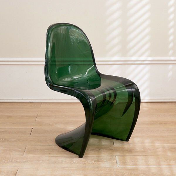Popular creative acrylic crystal chair creative transparent plastic dining chair (transparent dark green)