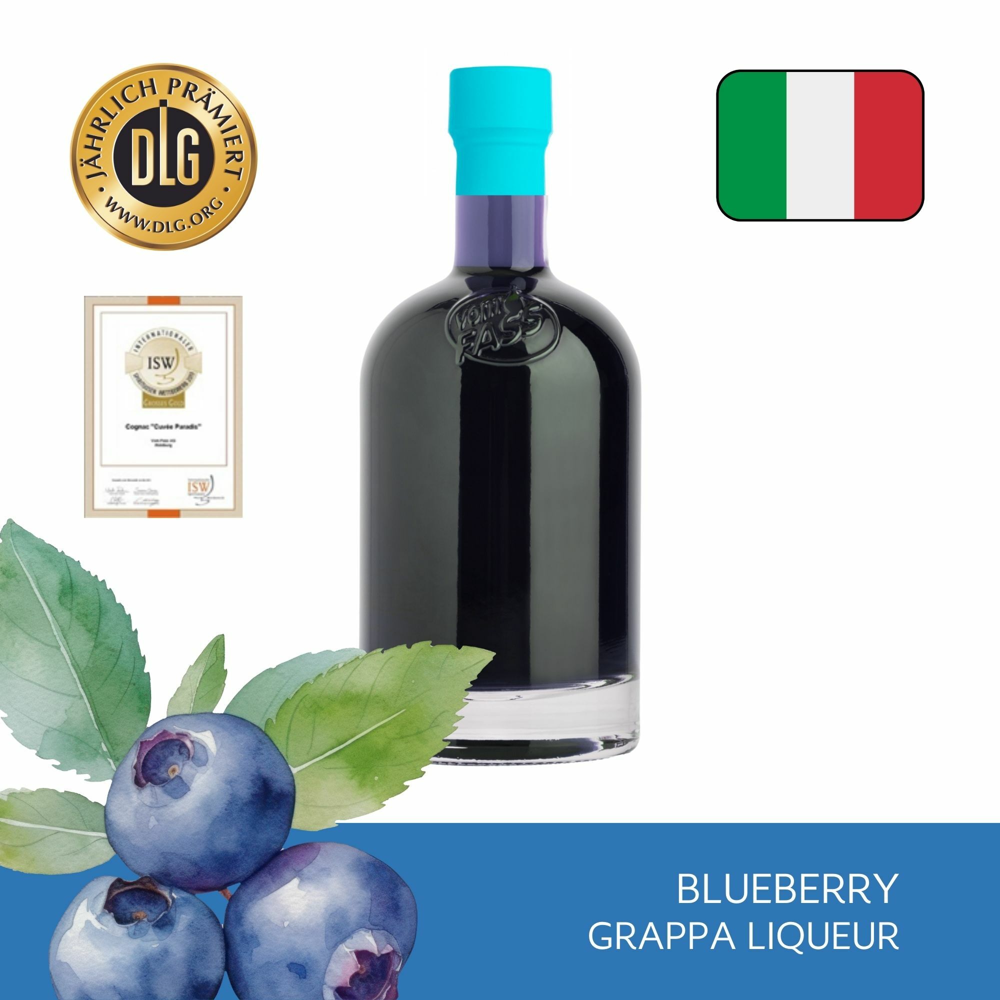 Blueberry Grappa Liqueur 25% Vol.