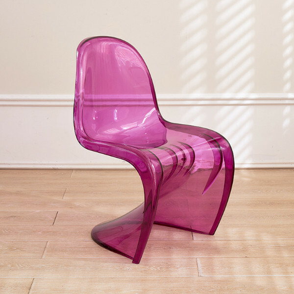 Popular creative acrylic crystal chair creative transparent plastic dining chair (transparent purple)
