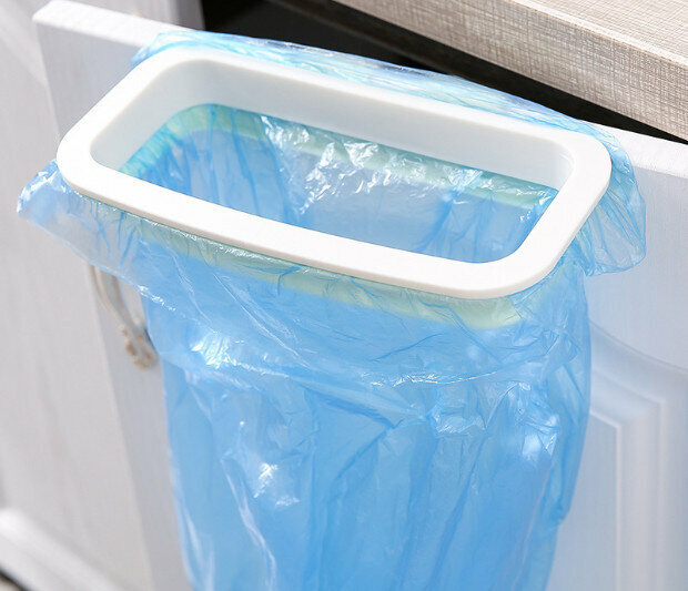 Multifunctional cabinet door garbage bag hanger 
