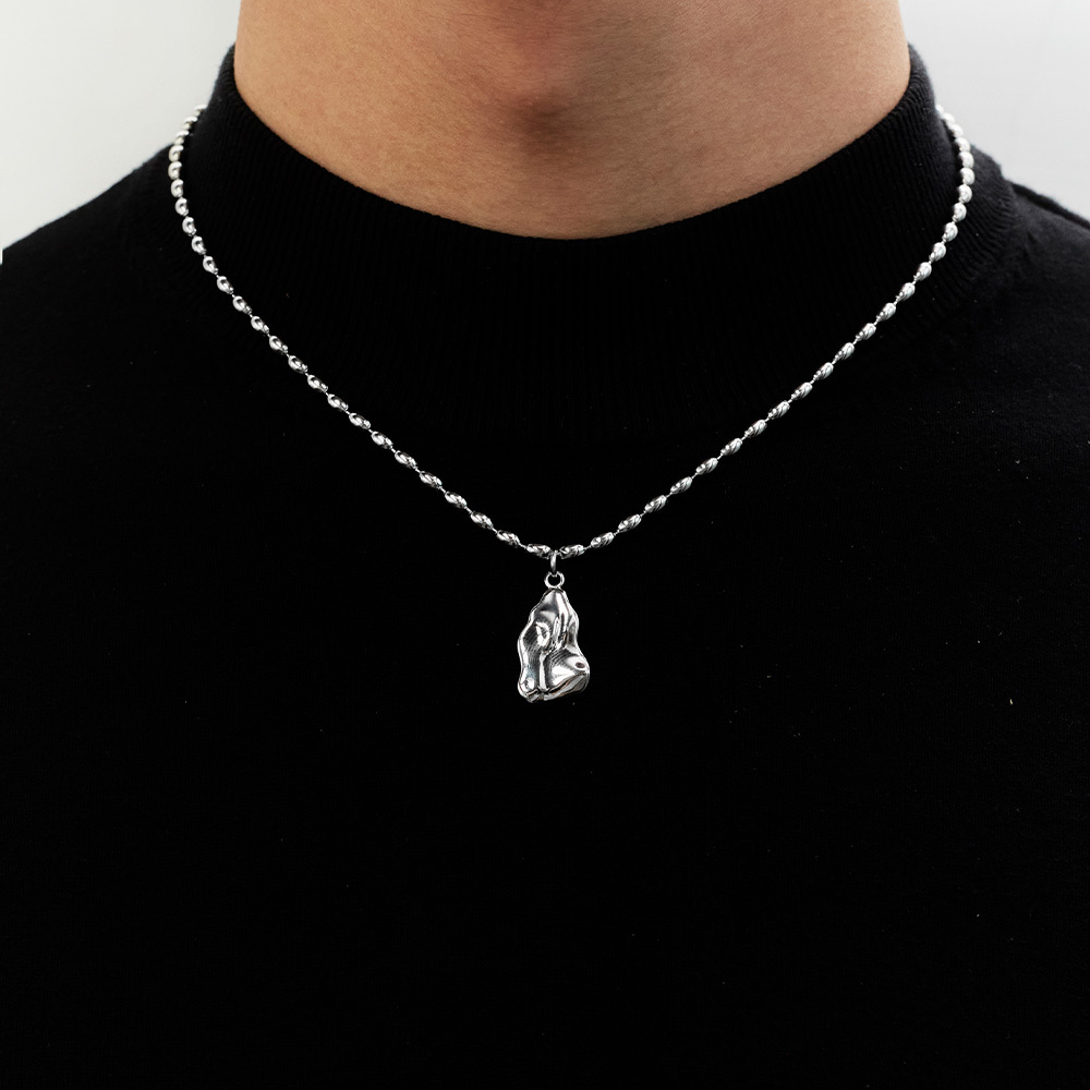 RECOVERY 不規則波紋短項鍊(亮銀)