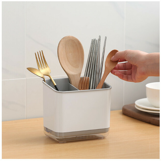 Multi-function draining chopstick holder storage tube (gray)