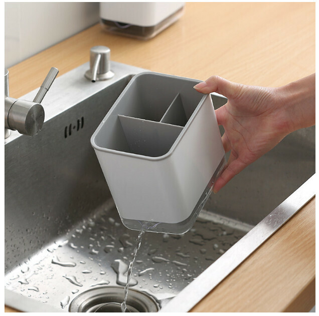 Multi-function draining chopstick holder storage tube (gray)