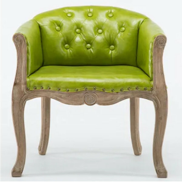 Popular solid wood antique American dining chair (green leather)