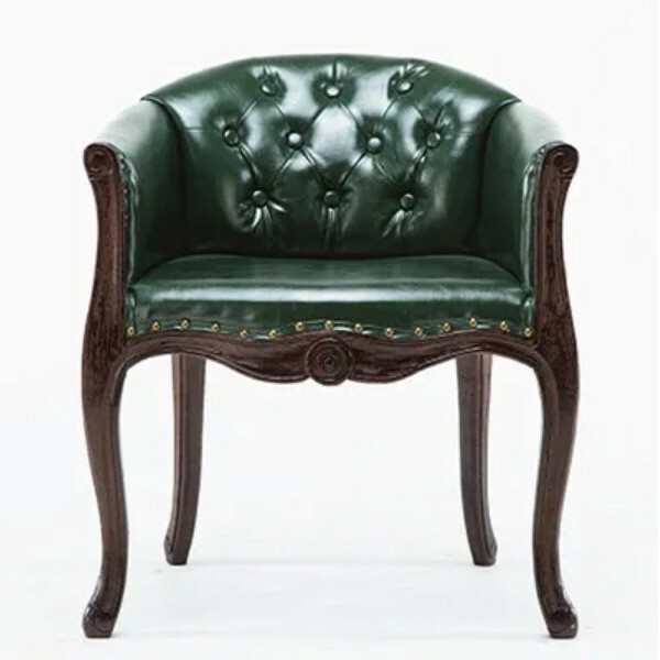 Popular solid wood antique American dining chair (dark green leather)