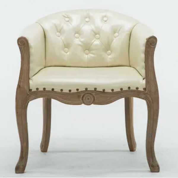 Popular solid wood antique American dining chair (milky white leather)