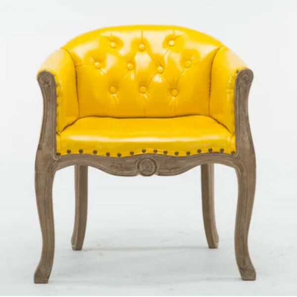 Popular solid wood antique American dining chair (yellow leather)