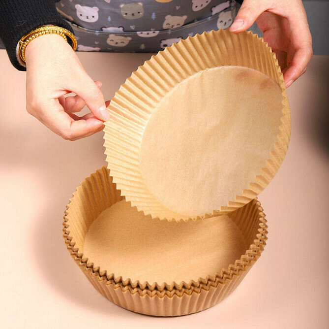 【100 sheets】Air fryer paper barbecue paper mat (cowhide round 16cm)