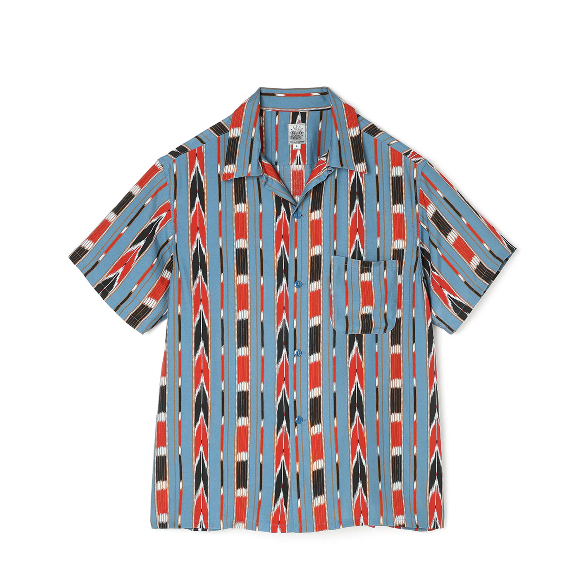 Attractions - Lot.832 Native Print Rayon Shirt (Sax)
