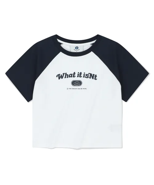 韓國限定🇰🇷 What it isn't｜  小天使 短版 CROP TEE 撞色款