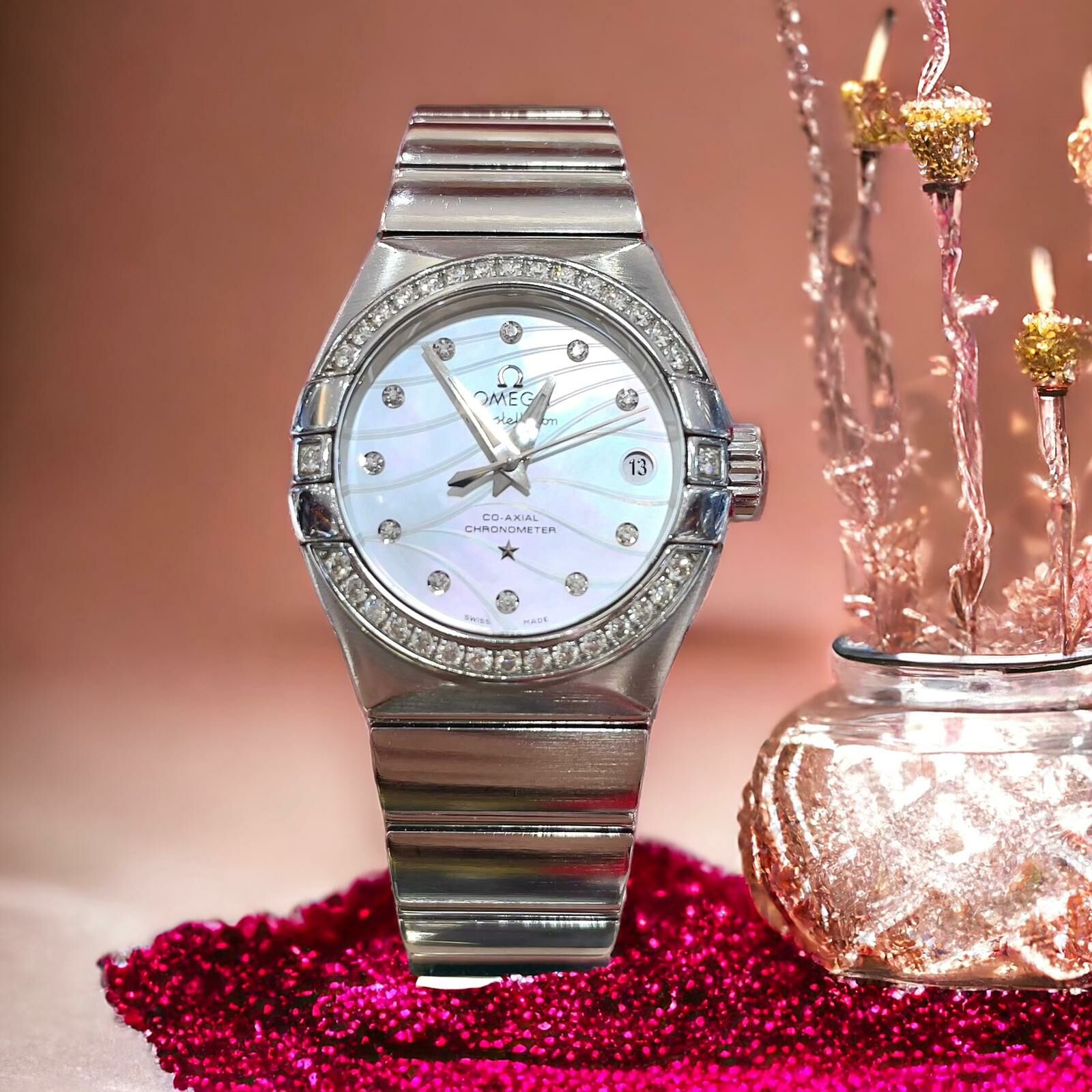 98%NEW二手OMEGA WATCH 27mm, 銀色鑽石星座系列, CONSTELLATION, 歐米茄手錶, 1231527055002, #香榭站正品