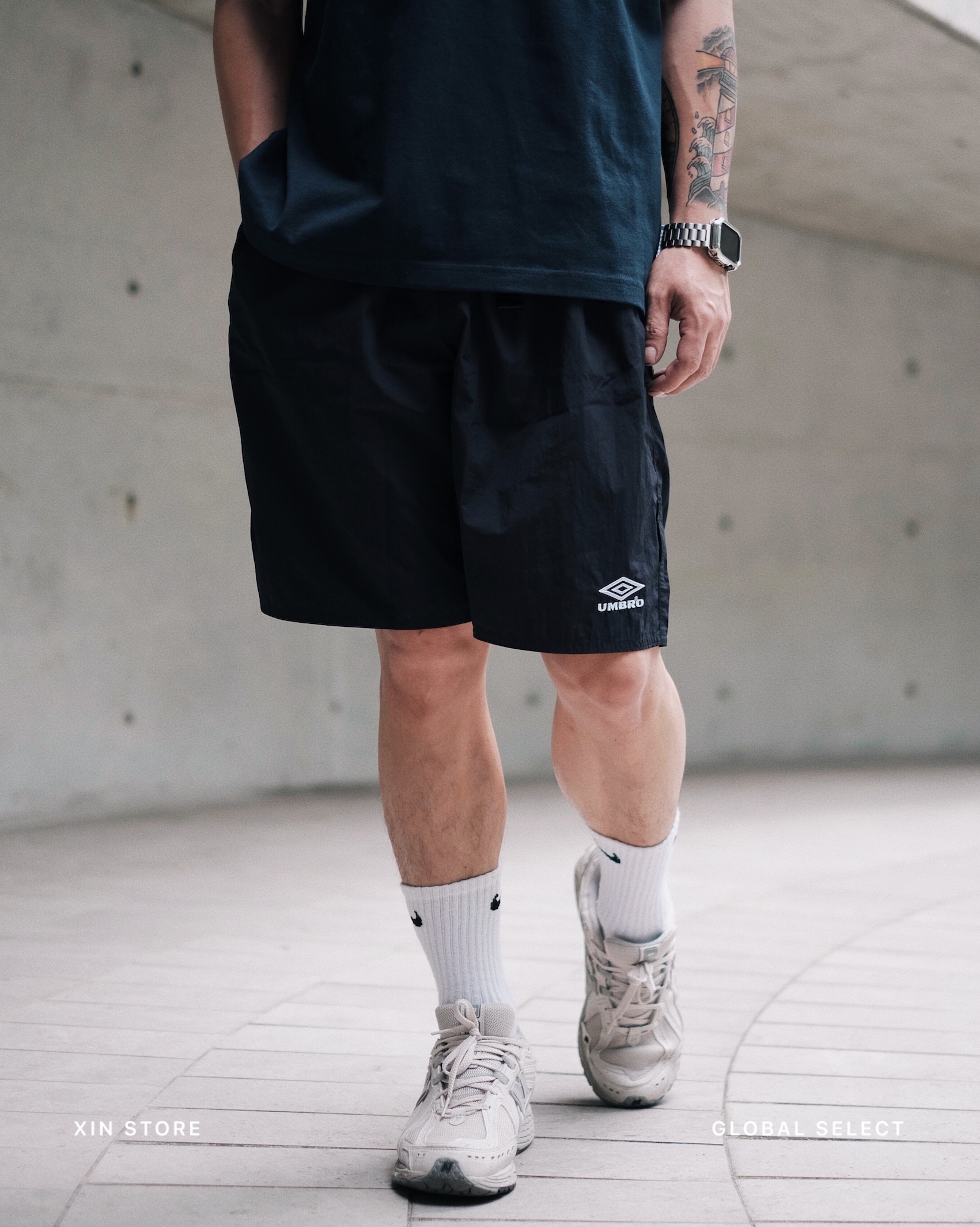 【現貨】Umbro One Point Logo Nylon Shorts 日本限定 刺繡 尼龍 短褲