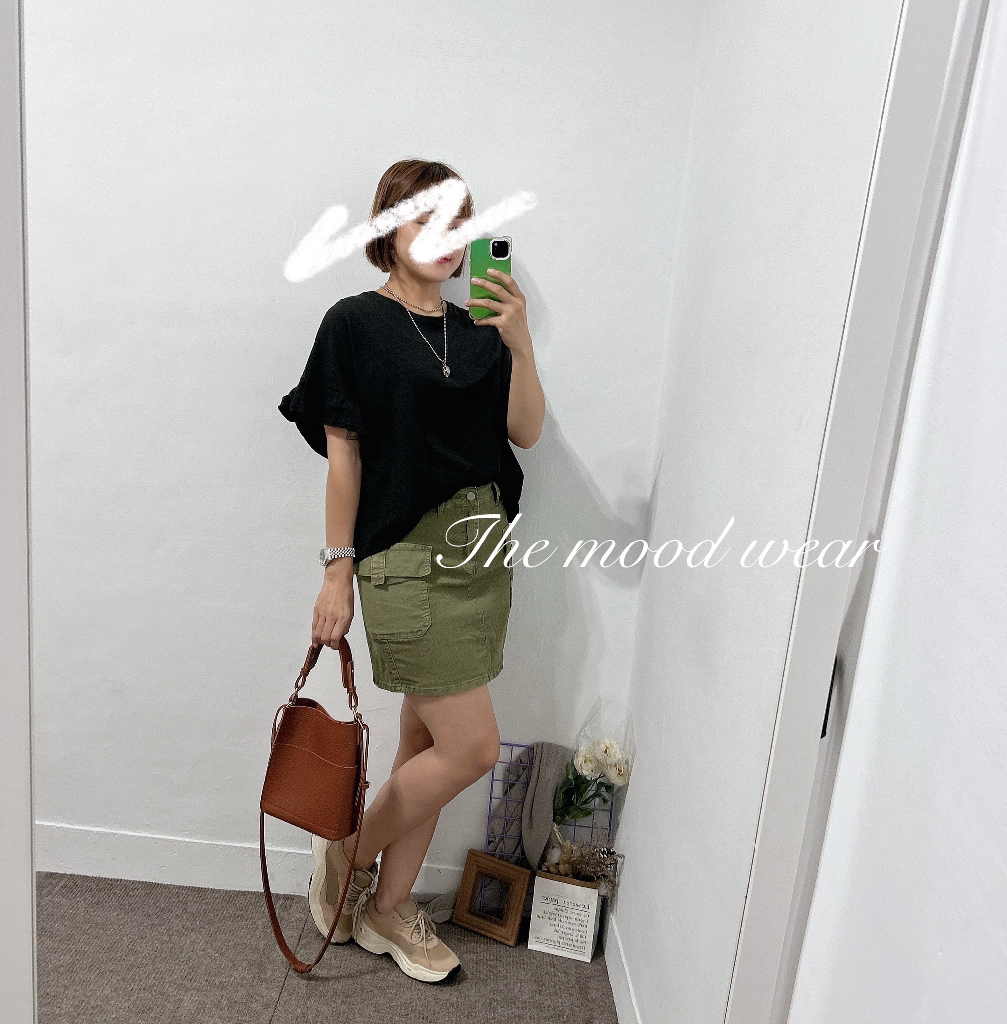 荷葉袖竹節棉短Ｔ(黑/白/紫)