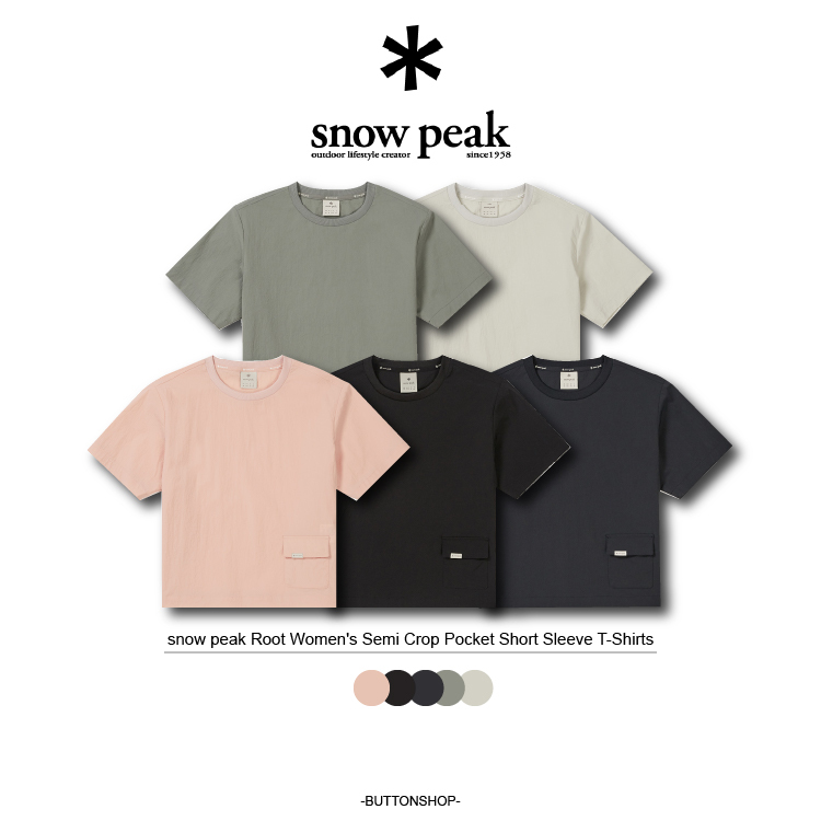 【現貨零碼折扣】snow peak Root Women's Semi Crop Pocket Short Sleeve T-Shirts 女款短版腰間口袋尼龍短tee S24MWRTS61
