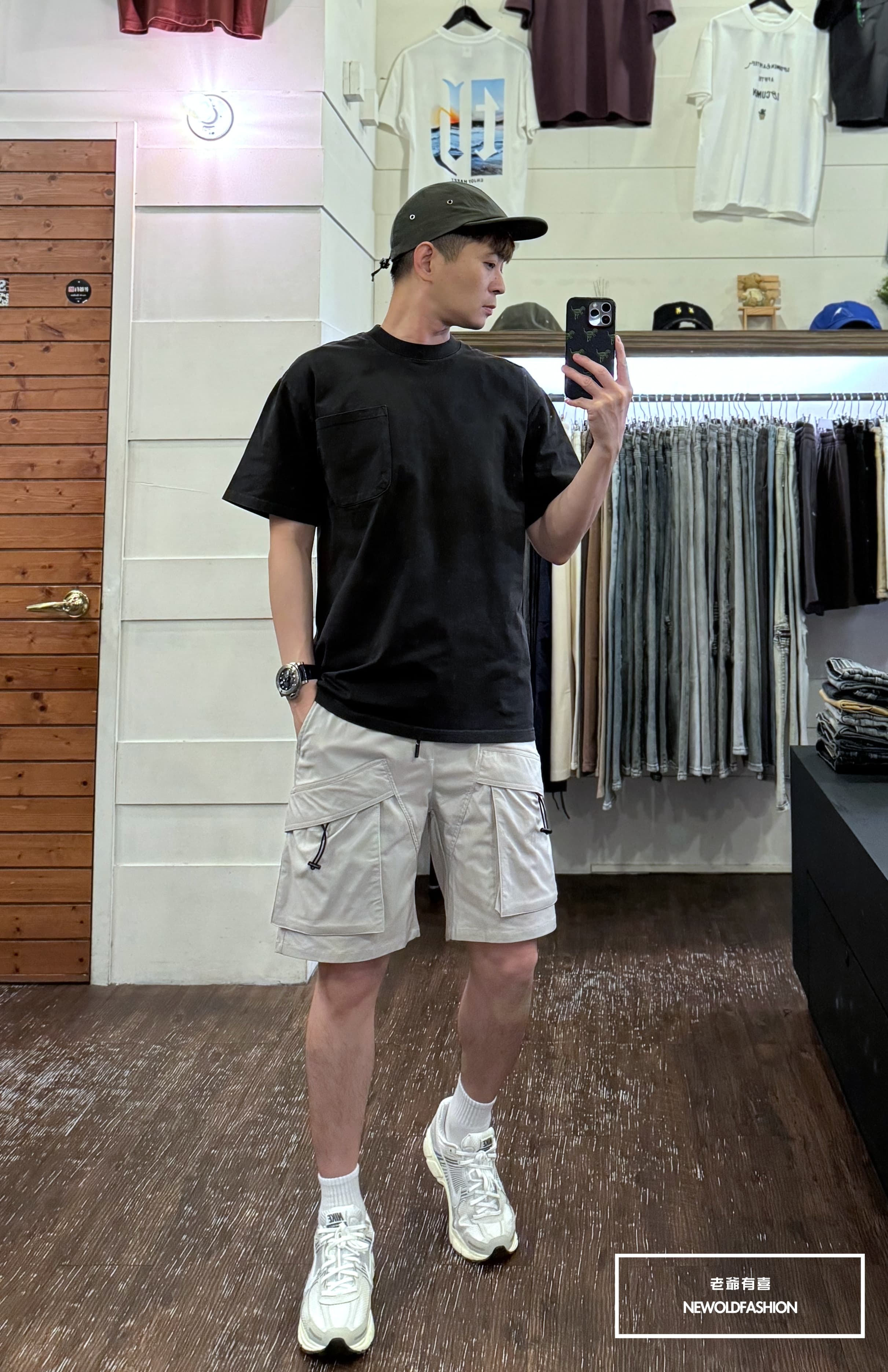 『新品上市』重磅仿舊口袋短T(NOF2405S003)-黑