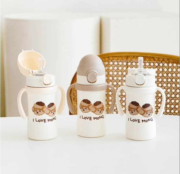 UBMOM 不銹鋼316防逆流吸管保溫杯 220ml (萌萌狗標配彈蓋)