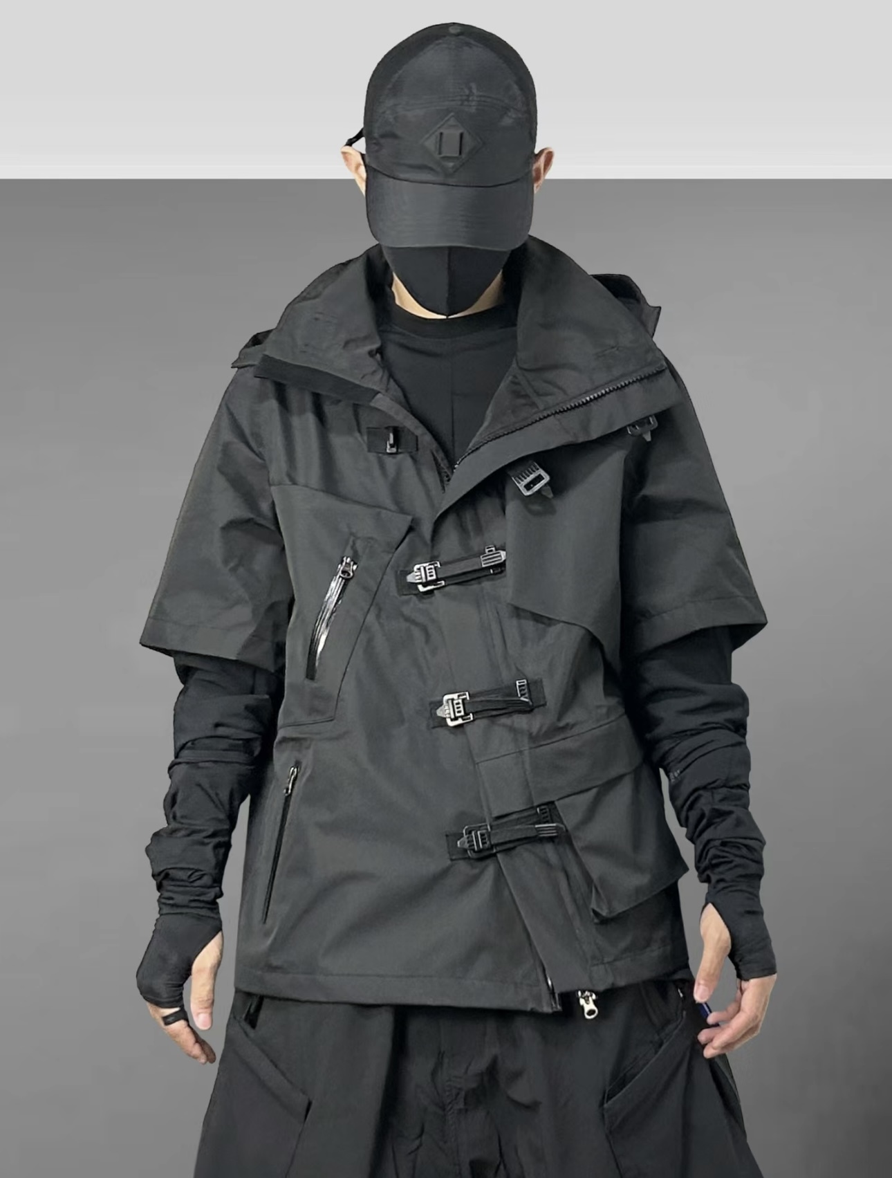 LMTWL 賽博龐克機能風防水衝鋒衣連帽外套