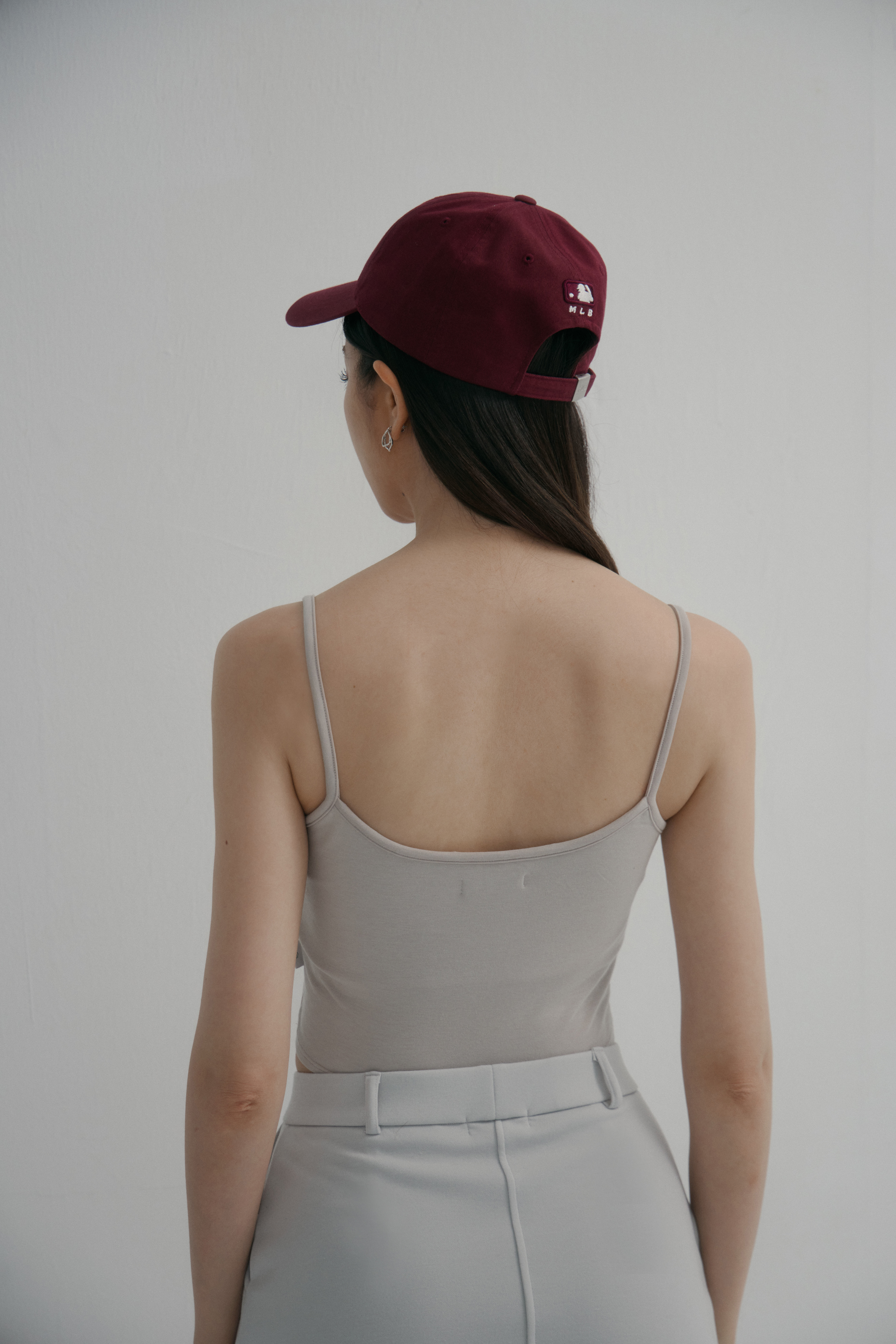 刺繡細肩帶BRA TOP背心- 杏