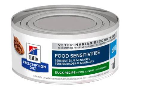 希爾思™處方食品貓用d/d™ 皮膚/食物敏感 (鴨肉味) 5.5安士(24罐裝)  5364