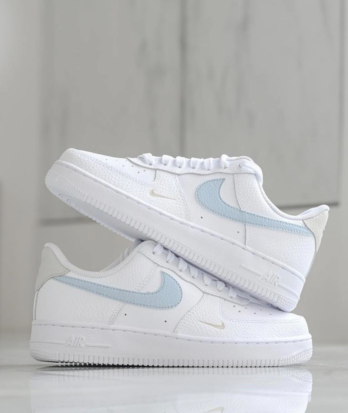 Nike Air Force 1 AF1 水藍色小勾勾 荔枝皮 女款 HF0022-100/預購
