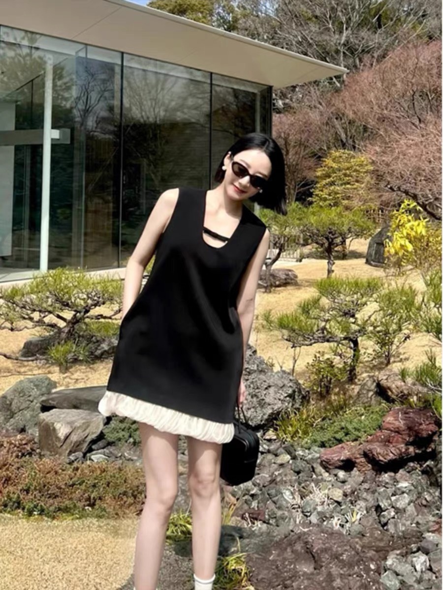 法式赫本 雙層軟紗小黑裙