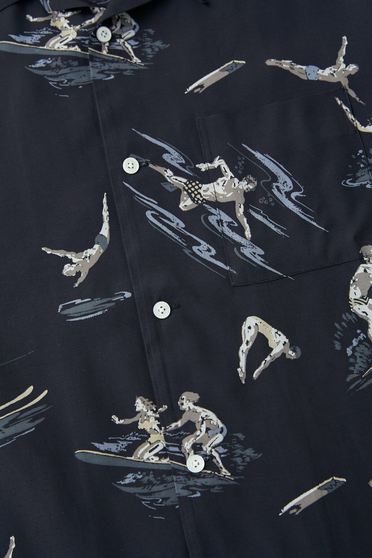 OLD JOE L/S ORIGINAL PRINTED OPEN COLLAR SHIRTS - SWIM (2色)