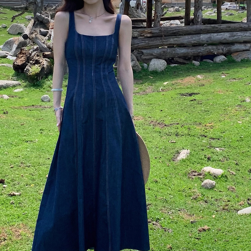 挺版收腰顯瘦牛仔長洋