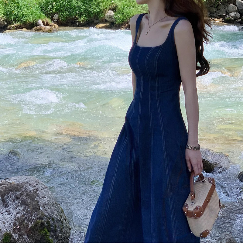 挺版收腰顯瘦牛仔長洋