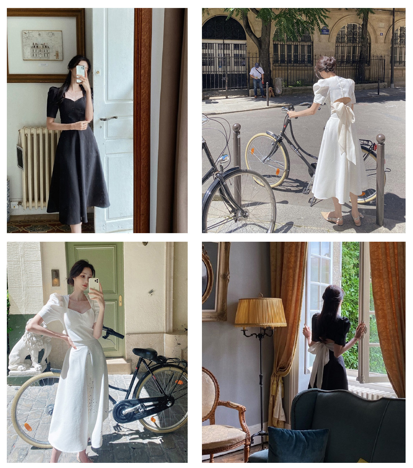 愛心領蝴蝶結上衣+高腰裙(2件組)