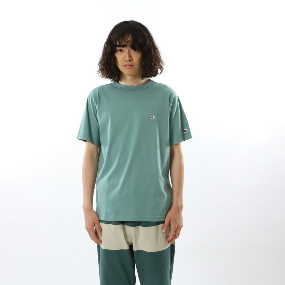 男款-BASIC 刺繡 LOGO 短TEE-淺綠色（C3-X352-522）