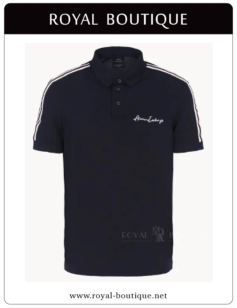Armani Exchange 肩袖左胸刺繡短POLO衫