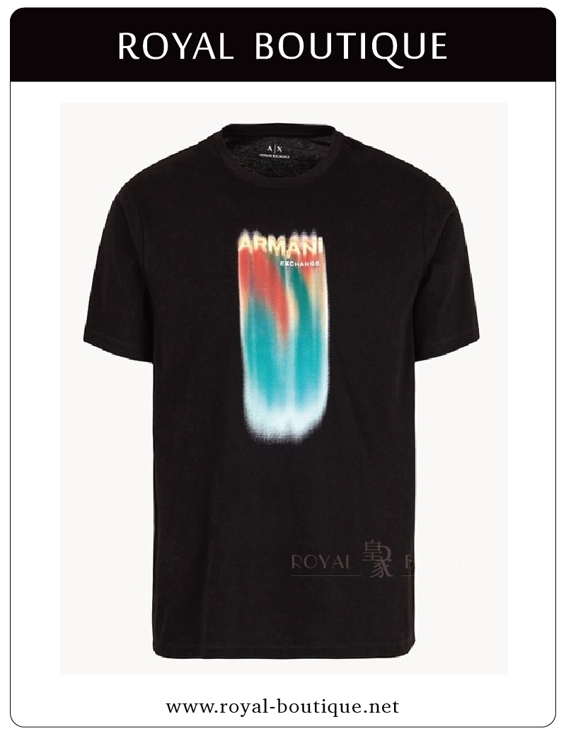 Armani Exchange 胸前漸層拉色英字短T