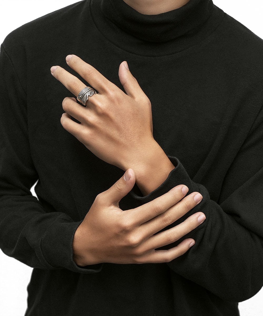 RECOVERY 羽毛戒指 (古銀色)