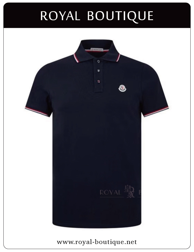 MONCLER 蒙口左胸雙小標短POLO衫