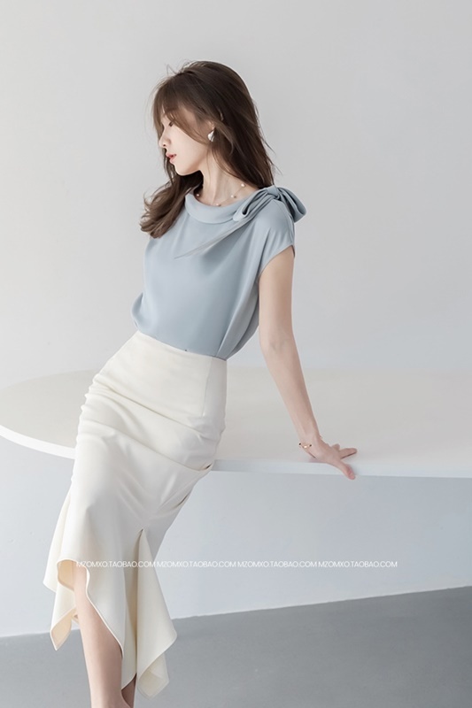 蝴蝶結綁帶雪紡上衣 兩色