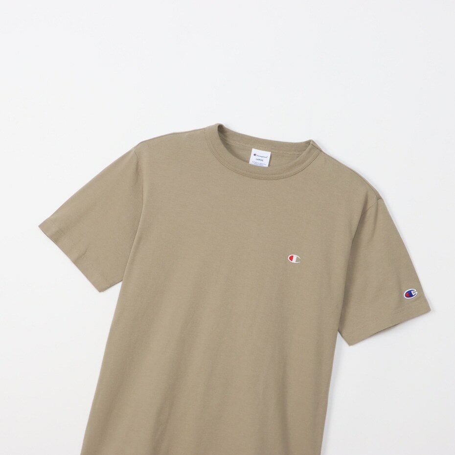 男款-BASIC 刺繡 LOGO 短TEE-卡其色（C3-X352-785）