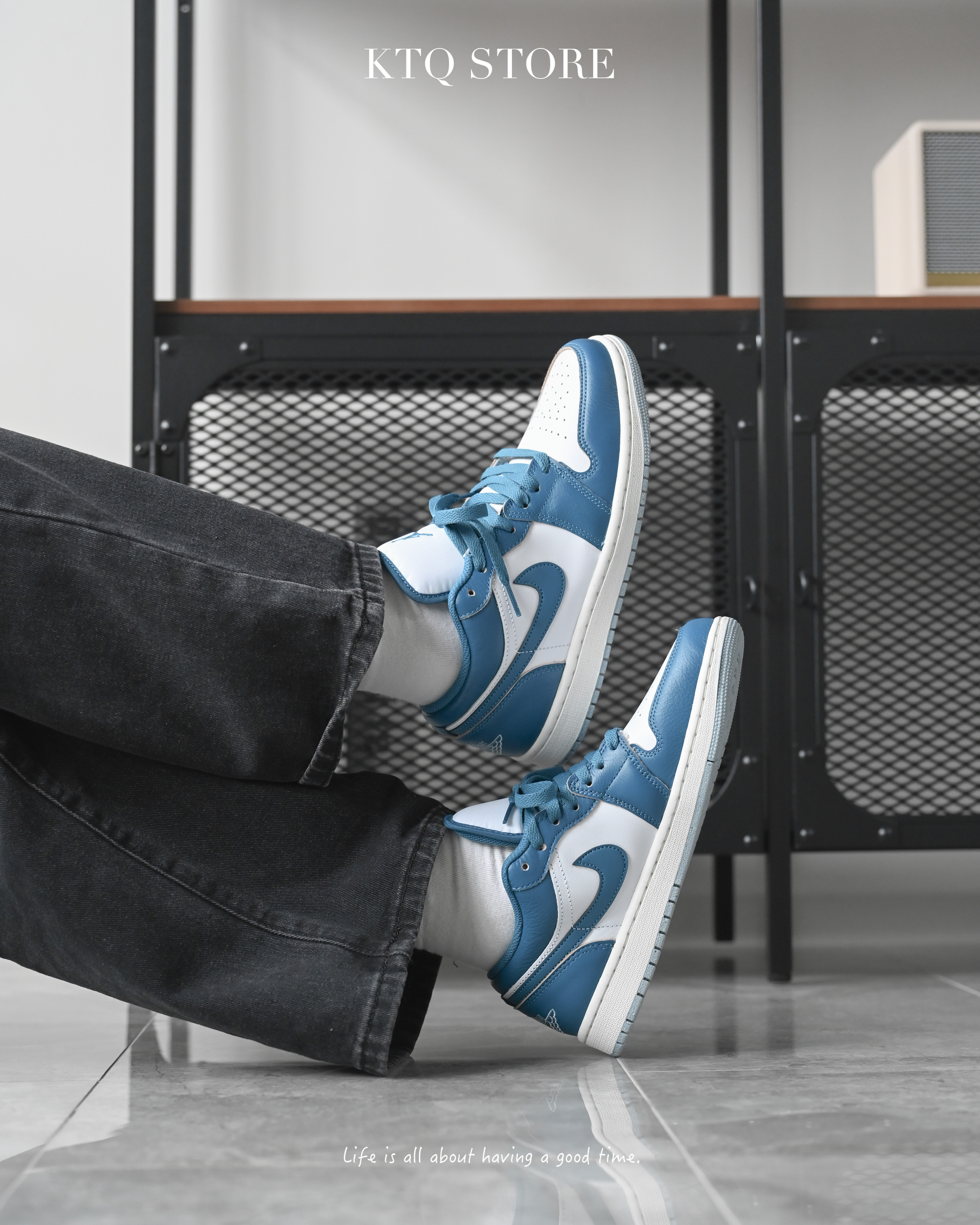 KTQ STORE ‧ Air Jordan 1 Low Arrives in "Industrial Blue"白藍做舊奶油底 FN5214-141