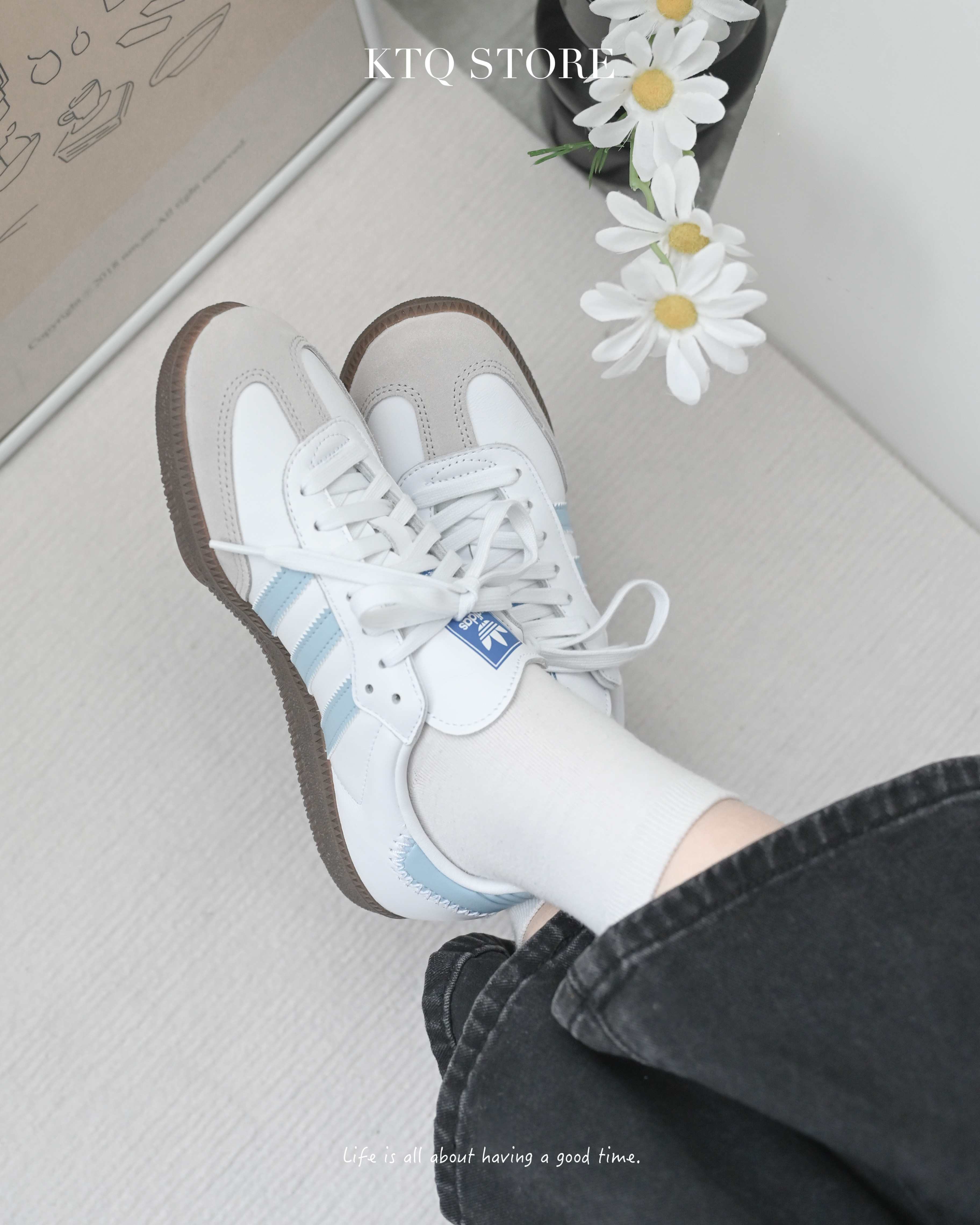 KTQ STORE ‧ Adidas Samba OG "White Clean sky" 寶寶藍 JI2003