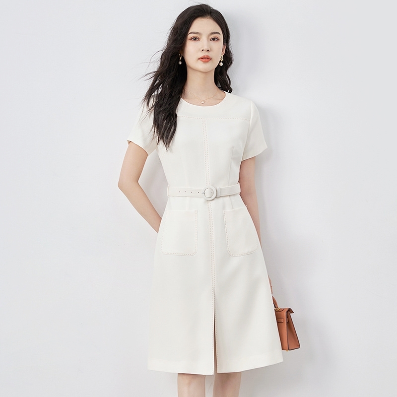 前開衩口袋洋裝 兩色