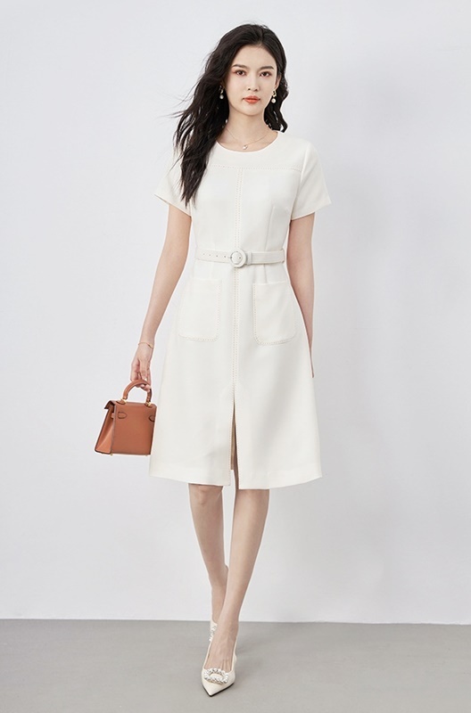 前開衩口袋洋裝 兩色