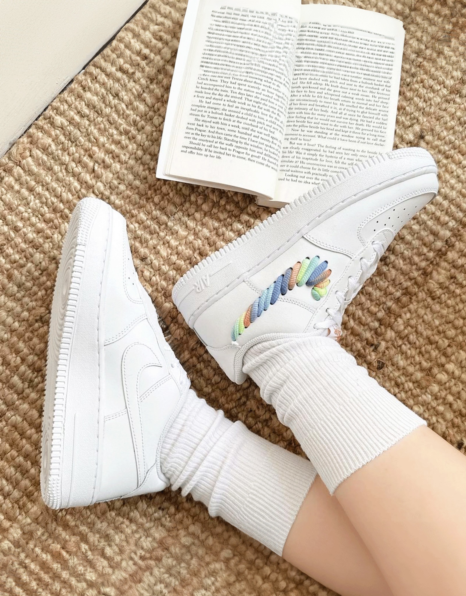 NIKE AIR FORCE 1 LOW GS AF1 'Rainbow Swoosh' 編織彩虹 女款 休閒鞋 FQ4948100