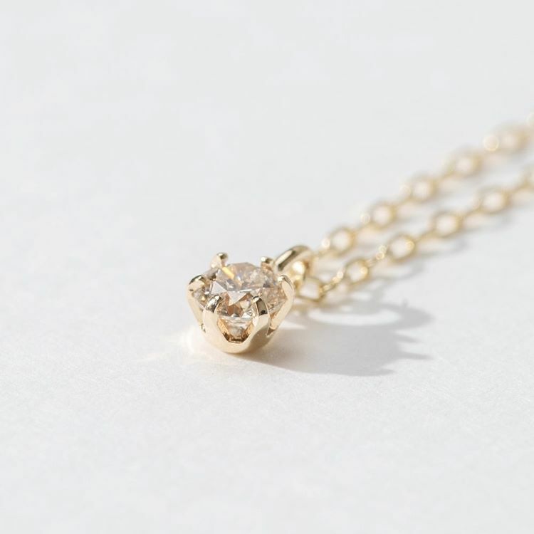 【me.luxe】K10鑽石5分6爪滑動項鍊