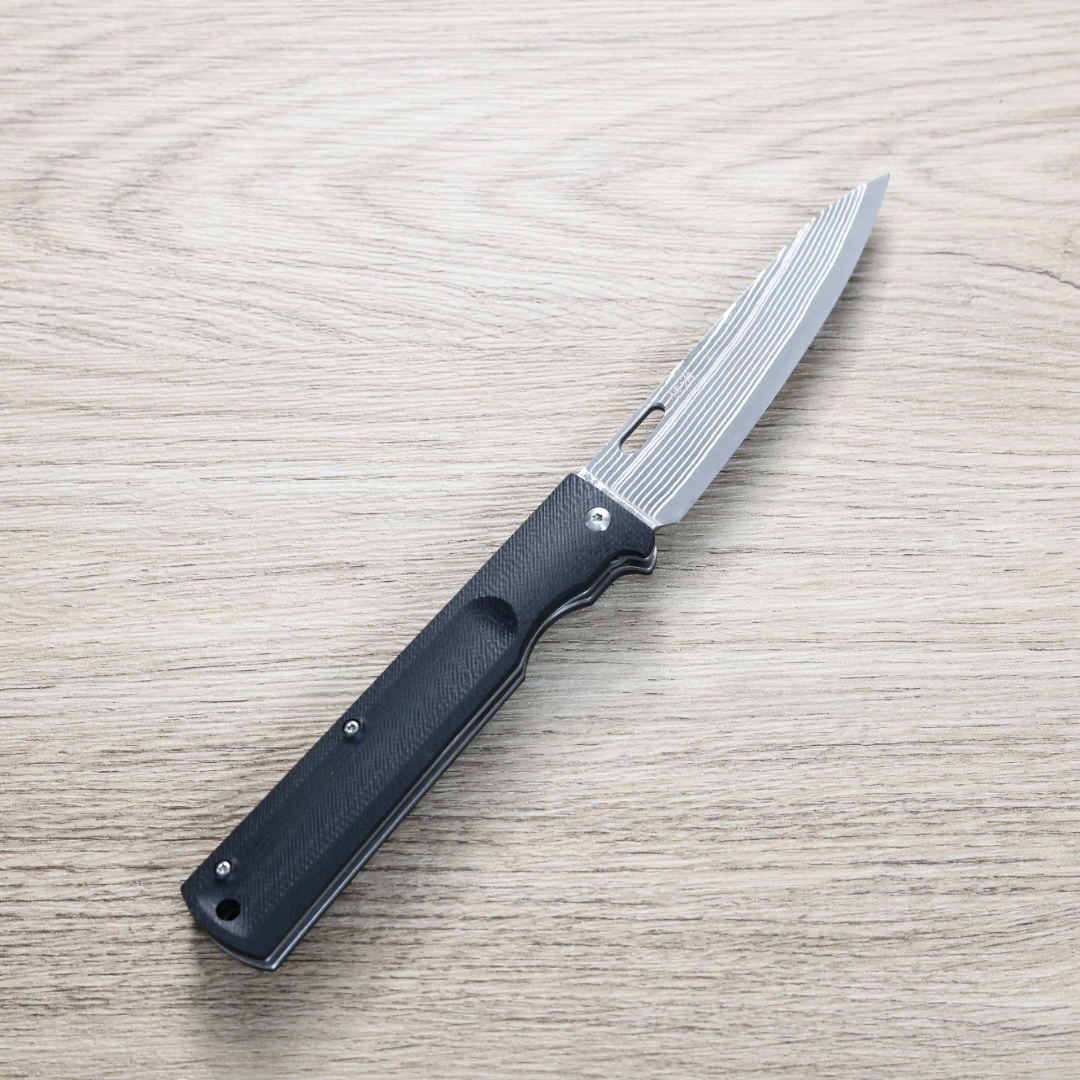 佐治武士 折疊刀 黑染大馬士革