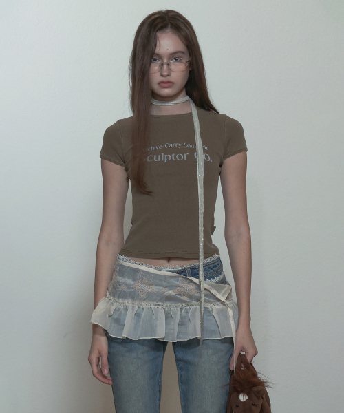 Tシャツ・カットソー [SCULPTOR] Archive Pigment Baby Tee Dusty Pink SC24S276PK Buy Sculptor Archive Pigment Baby Tee Dusty Pink | SASOM