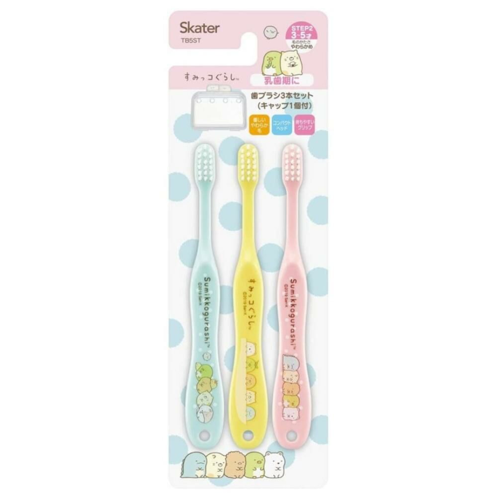 [生活用品] 角落小夥伴  3入兒童用牙刷附蓋(TB5ST/3~5歲)