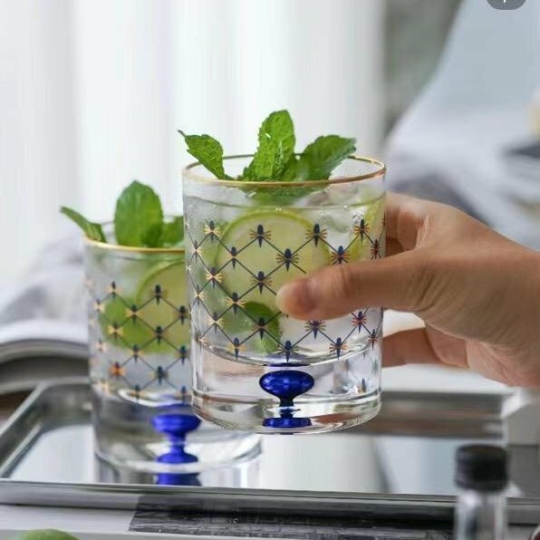 LOMONOSOV 俄皇鈷藍網紋水晶玻璃威士忌杯