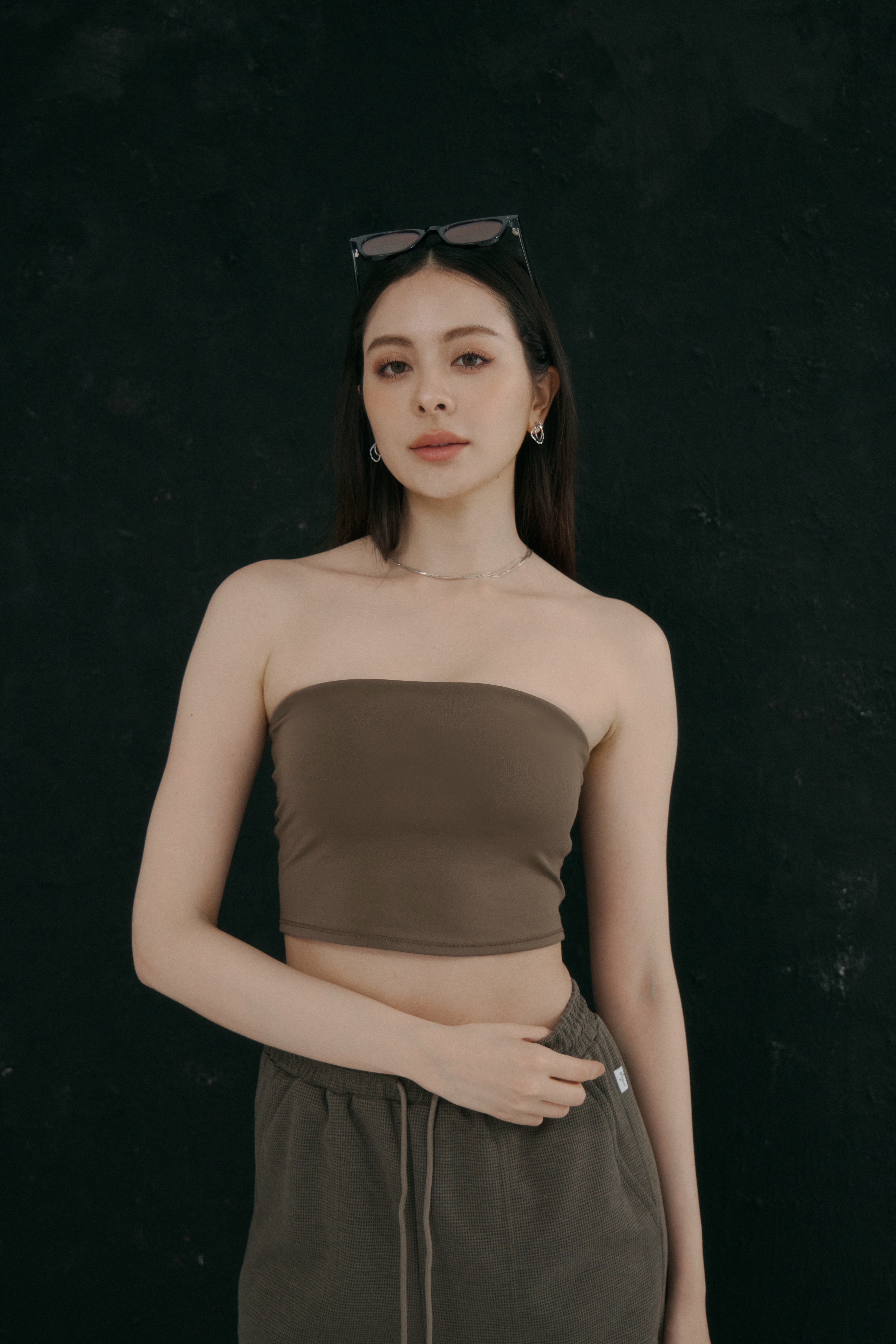 2 Ways 必備中長版平口BRA TOP- 咖啡