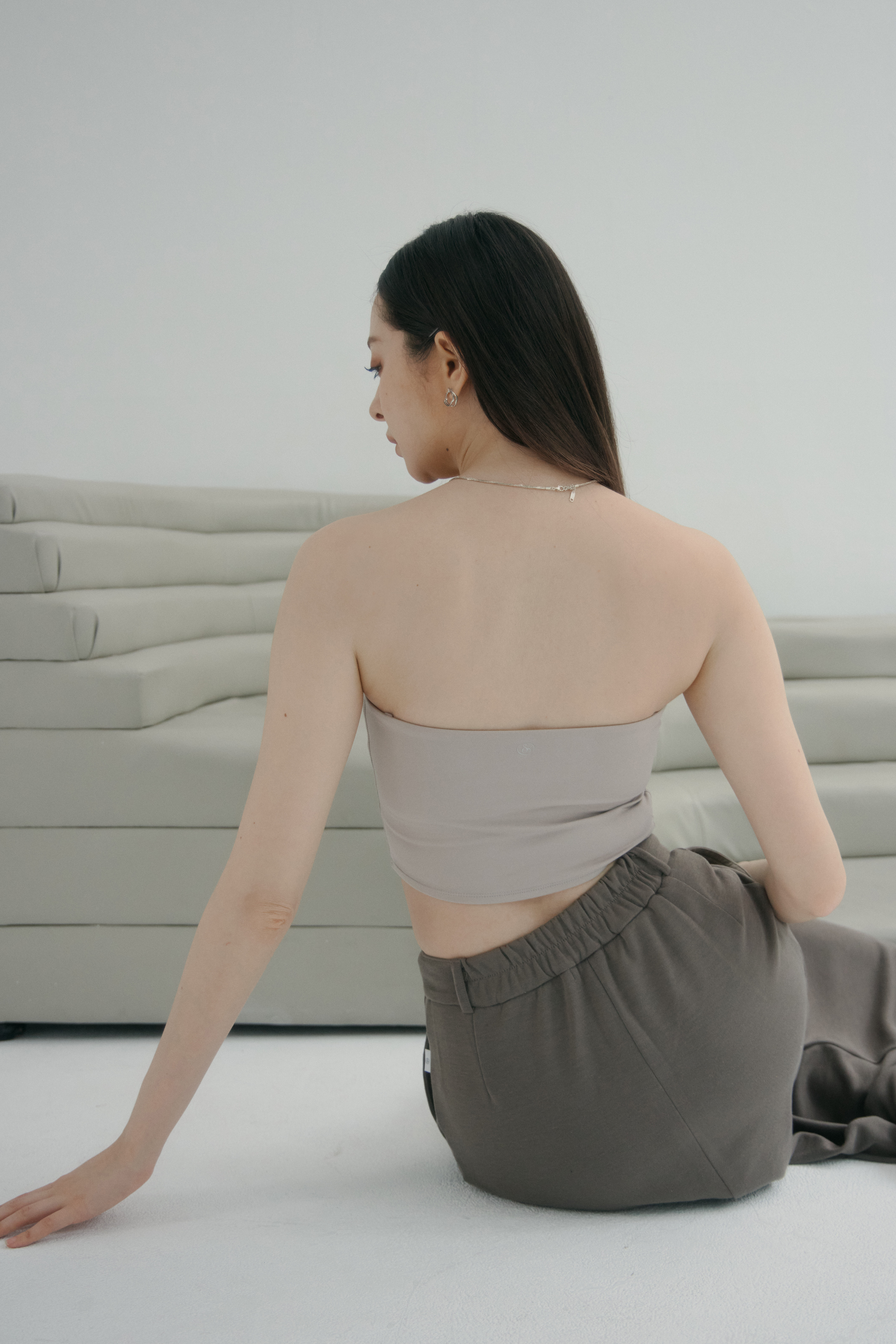 2 Ways 必備中長版平口BRA TOP- 沙色